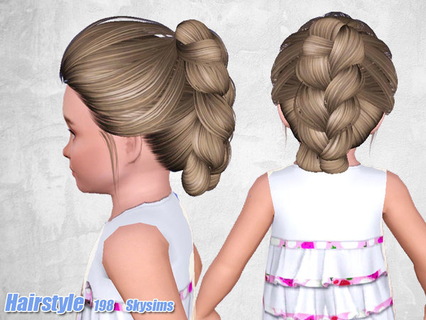 Braided tail hairstyle 198 by Skysims  for Sims 3