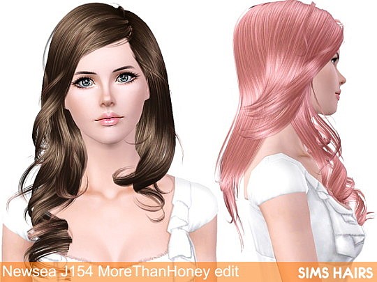 Newsea’s J154 More Than Honey hairstyle retextured by Sims Hairs