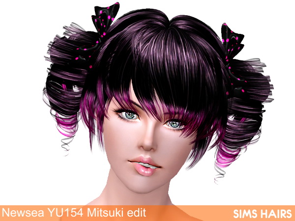 Newsea’s YU154 Mitsuki hairstyle retexture by Sims Hairs for Sims 3