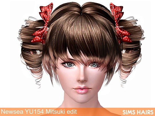 Newsea’s YU154 Mitsuki hairstyle retexture by Sims Hairs