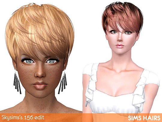 Skysims’s 156 short hairstyle highlight edit by Sims Hairs