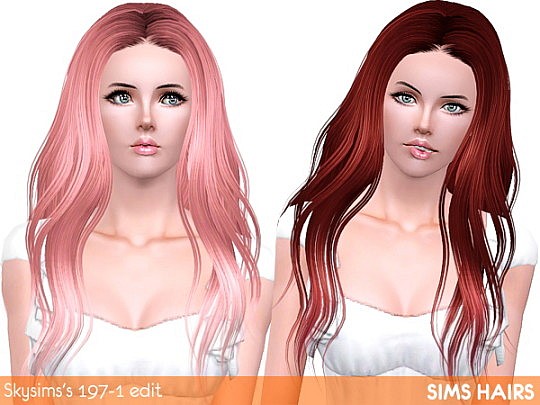 Skysims’s AF 197 hairstyle highlight retextured by Sims Hairs