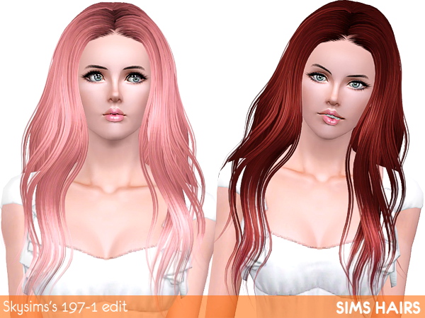 Skysims’s AF 197 hairstyle highlight retextured by Sims Hairs for Sims 3