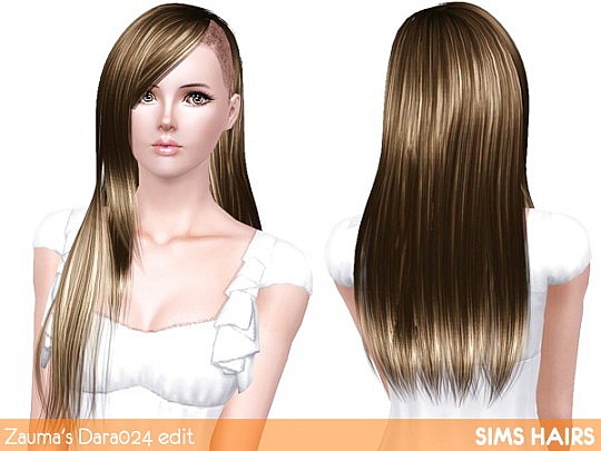 Zauma’s Dara 024 half shaved hairstyle retextured by Sims Hairs