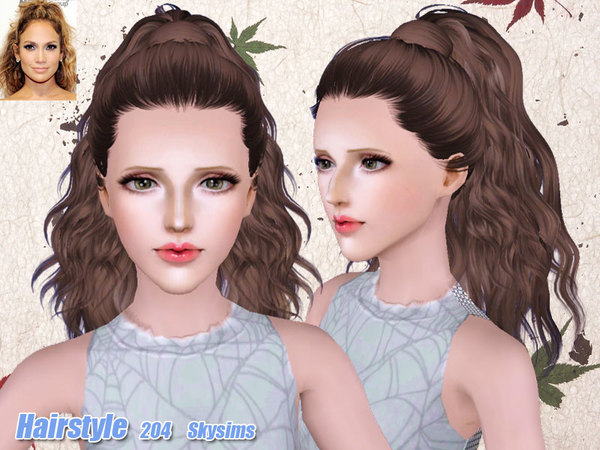 High wrapped ponytail hairstyle 204 by Skysims for Sims 3