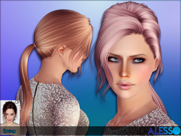 Spring ponytail hairstyle by Alesso for Sims 3