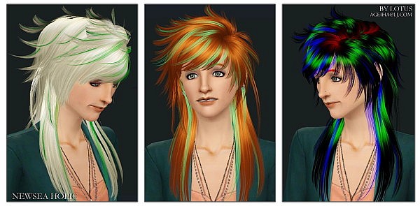 NewSea Holic and Emerald hairstyles retextured by Lotus for Sims 3