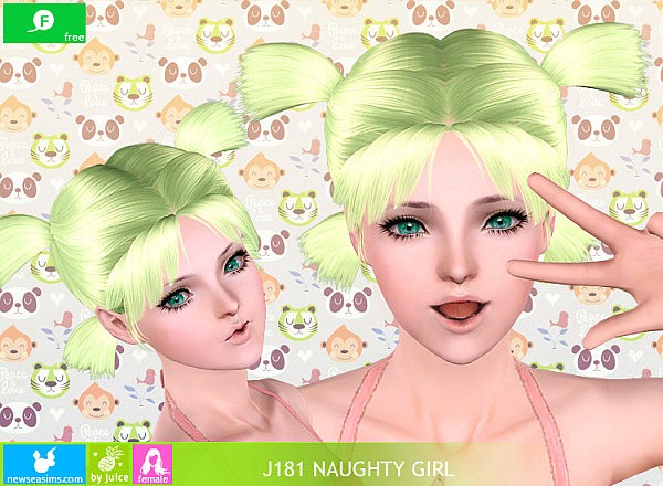 Anime pigtails J181 Naughty girl hairstyle by NewSea for Sims 3