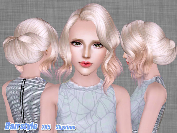 Wrapped bun hairstyle 205 by Skysims for Sims 3