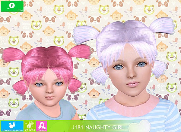 Anime pigtails J181 Naughty girl hairstyle by NewSea for Sims 3