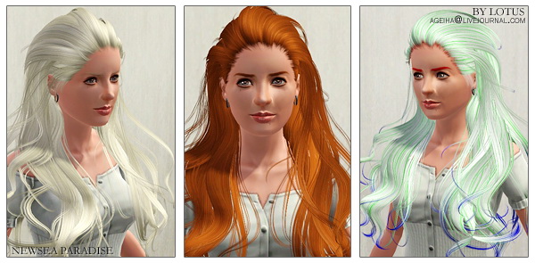 NewSea Paradise hairstyle retextured by Lotus for Sims 3