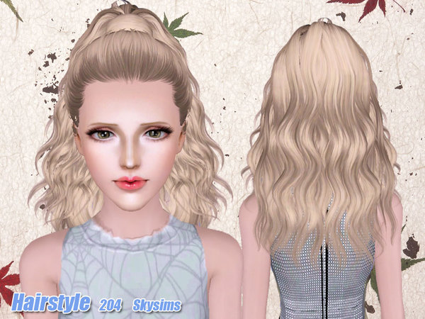 High wrapped ponytail hairstyle 204 by Skysims for Sims 3