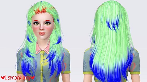 Newsea Sakura Drops hairstyle retextured by Lemonkixxy for Sims 3