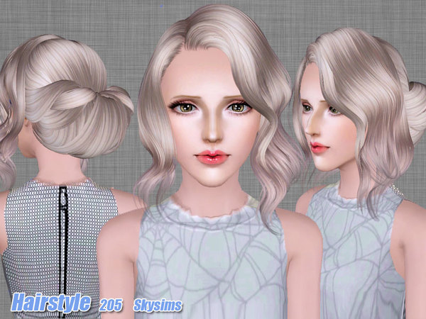 Wrapped bun hairstyle 205 by Skysims for Sims 3