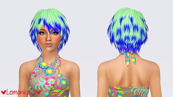 Kijiko Burmese hairstyle retextured by Lemonkixxy for Sims 3