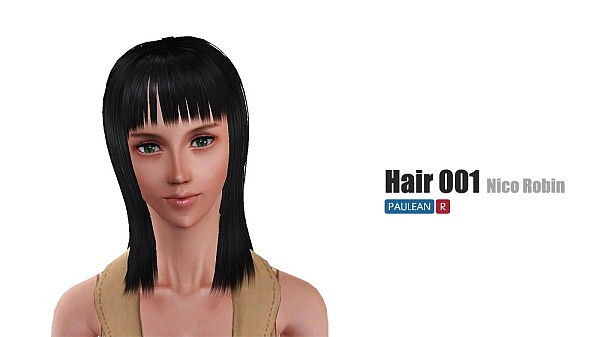 Nico Robin hairstyle 01 by Pauleanr for Sims 3