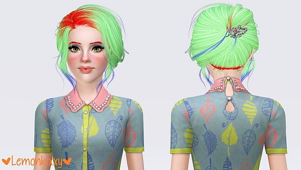 Newsea Starlet hairstyle retextured by Lemonkixxy for Sims 3