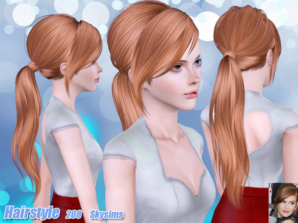 Ponytail with bangs hairstyle 208 by Skysims for Sims 3
