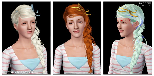 NewSea Bluebird two versions hairstyle retextured by Lotus for Sims 3