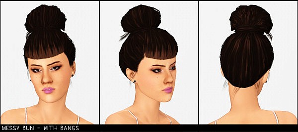 Messy bun hairstyle by Modish Kitten for Sims 3