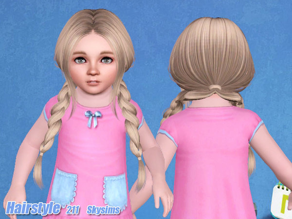 Middle part fishtail hairstyle 211 by Skysims for Sims 3