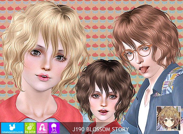 Wavy bob J190 Blossom Story hairstyle by Newsea for Sims 3