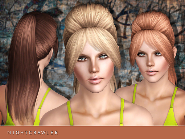 Retro ponytail hairstyle 22 by Nightcrawler for Sims 3