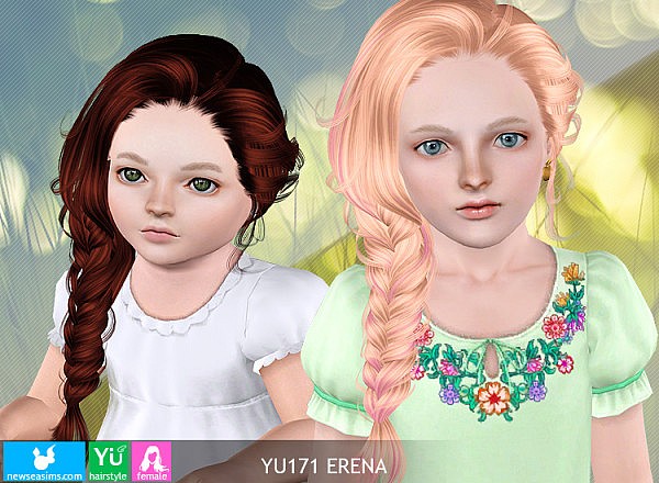 Light braided tail hairstyle YU171 Erena by NewSea for Sims 3
