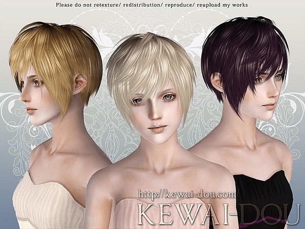 Masquerade hairstyle by Kewai Dou for Sims 3