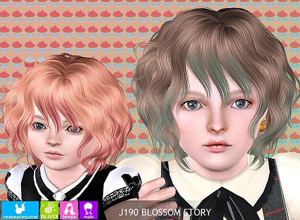 Wavy bob J190 Blossom Story hairstyle by Newsea for Sims 3