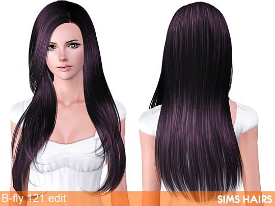 B-fly Sims 121 AF hairstyle retextured by Sims Hairs
