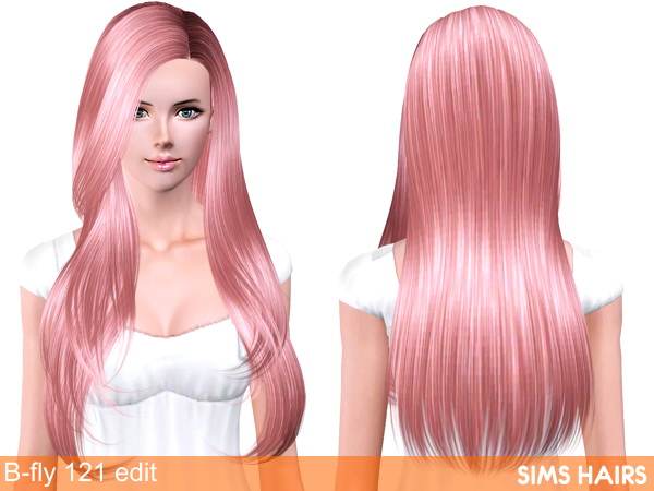 B fly Sims 121 AF hairstyle retextured by Sims Hairs for Sims 3