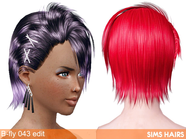 B fly 043 AM retextured and female enabled by Sims Hairs for Sims 3