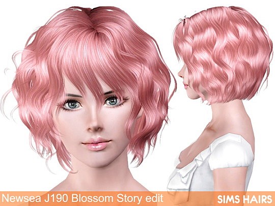 Newsea’s J190 Blossom Story hairstyle retexture by Sims Hairs