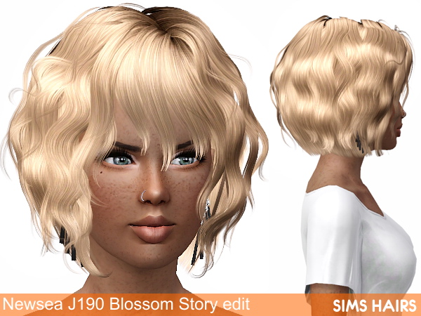 Newseas J190 Blossom Story hairstyle retexture by Sims Hairs for Sims 3