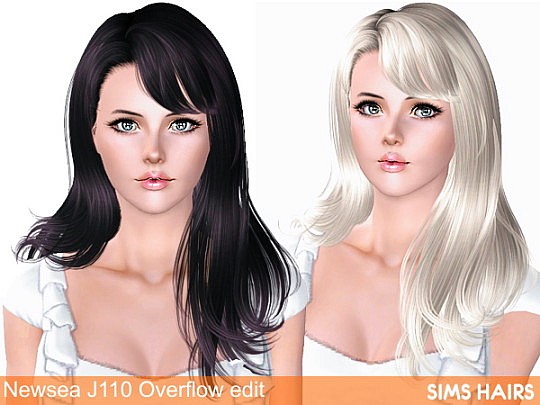 Newsea’s J110 Overflow hairstyle retextured by Sims Hairs