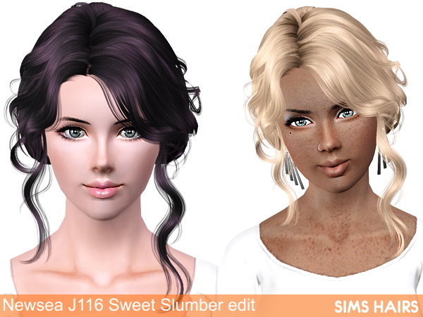 Newsea’s J116 Sweet Slumber hairstyle retexture by Sims Hairs for Sims 3