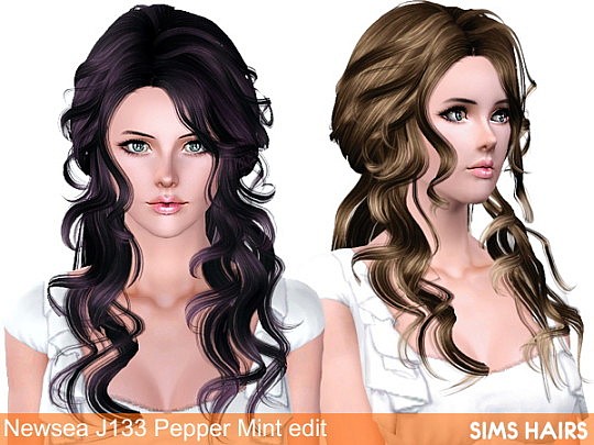 Newsea’s J133 Pepper Mint hairstyle retextured by Sims Hairs