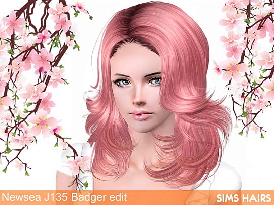 Newsea’s J135 Badger romantic hairstyle natural edit by Sims Hairs