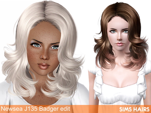 Newsea’s J135 Badger romantic hairstyle natural edit by Sims Hairs for Sims 3