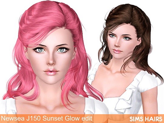 Newsea’s J150 Sunset Glow hairstyle retextured by Sims Hairs