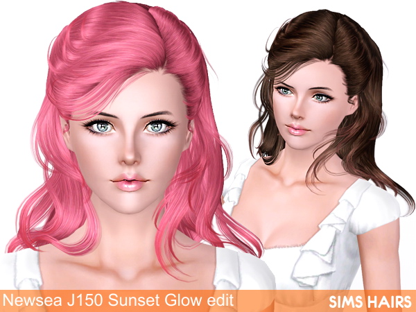 Newsea’s J150 Sunset Glow hairstyle retextured by Sims Hairs for Sims 3