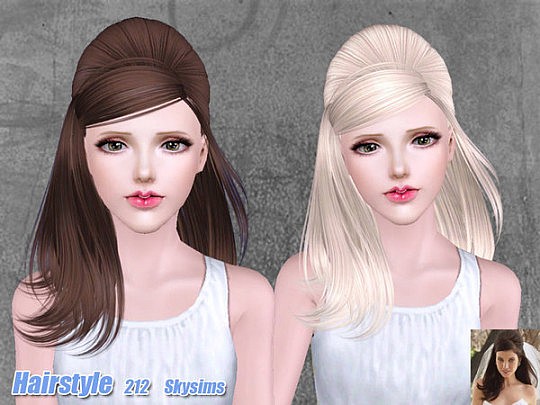 Retro half up do hairstyle 212 by Skysims - Sims 3 Hairs