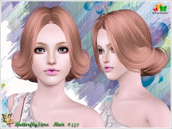 Rolled chignon hairstyle 127 by Butterfly for Sims 3