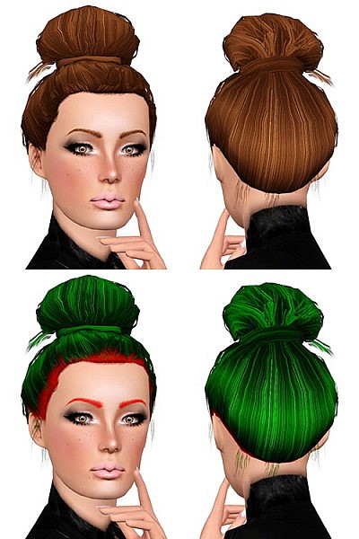 Modish Kitten Messy Bun hairstyle retextured by Chantel for Sims 3