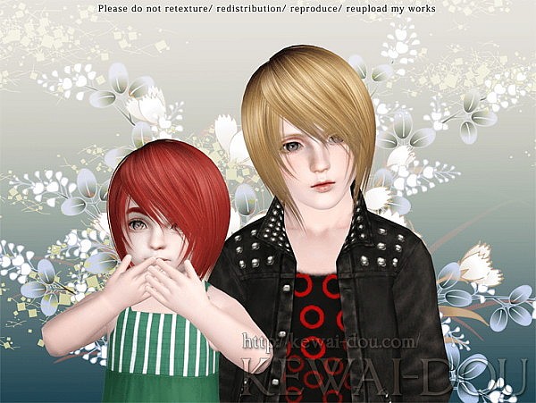 Shikishima hairstyle by Kewai Dou for Sims 3