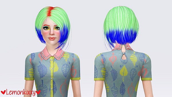 Newsea`s Ocean Blue hairstyle retextured by Lemonkixxy for Sims 3
