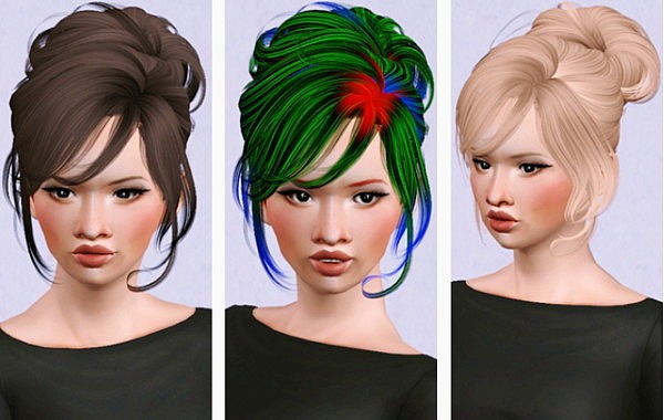 NewSea`s J189 Crescent hairstyle retextured by Beaverhausen for Sims 3