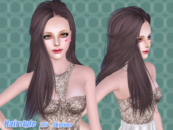 Thin hairstyle 215 by Skysims for Sims 3