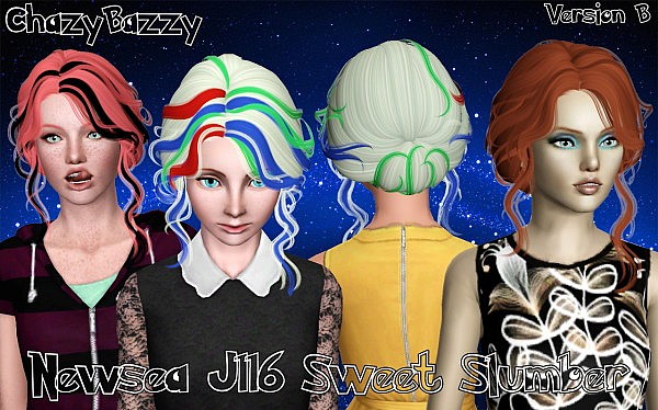 Newsea’s Sweet Slumber hairstyle retextured by Cazy Bazzy for Sims 3